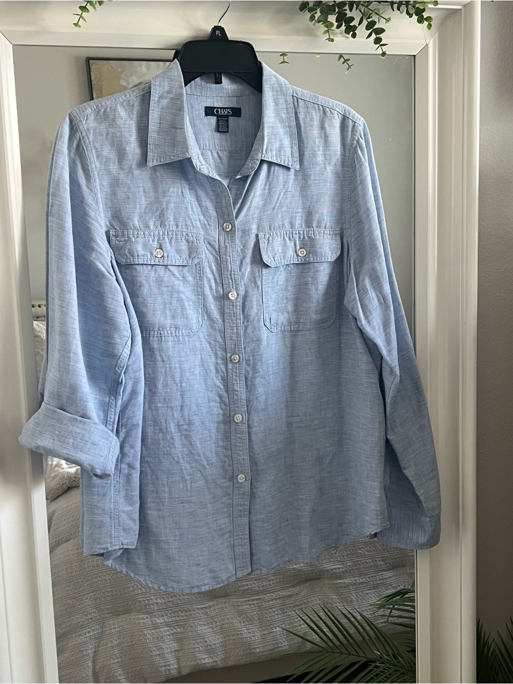 Chaps Pale Blue Long-Sleeve Button-Down Shirt